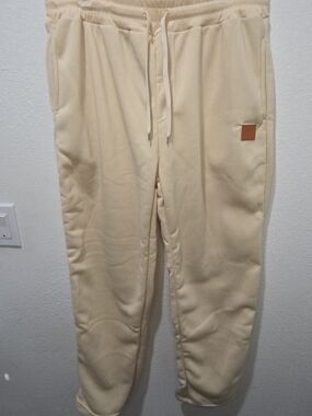 Men's Cream Jogger Pants with Drawstring